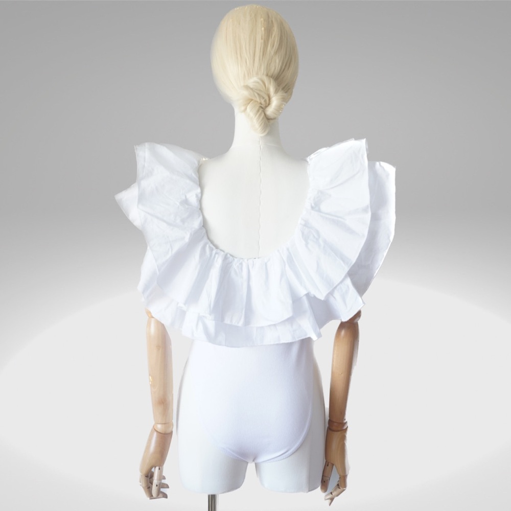 Zara Ruffled Rib white Bodysuit - Picture 9 of 11